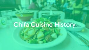 Colorful Chifa cuisine dish with Chinese-Peruvian fusion ingredients, vibrant plating, traditional and modern elements, lively cultural ambiance.