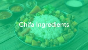 A vibrant chifa dish with white rice, fresh vegetables, and savory meats, mixed with colorful sauces, on a rustic wooden table, warm lighting, realistic.