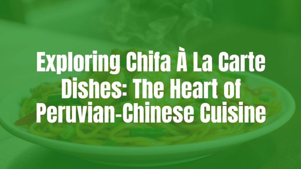 A vibrant Chifa à la carte dish, featuring stir-fried noodles with shrimp, chicken, and colorful vegetables, garnished with green onions, on a white plate, aromatic steam rising, realistic.