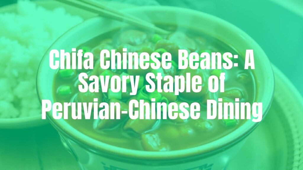 A bowl of Chifa Chinese beans, savory and steaming, garnished with green onions, served with rice, Peruvian-Chinese fusion cuisine, warm and inviting, realistic.