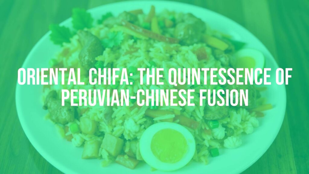 A vibrant plate of Oriental Chifa, mixed rice with Chinese-Peruvian ingredients, colorful vegetables and meats, traditional Peruvian-Chinese fusion dish, realistic food photography.