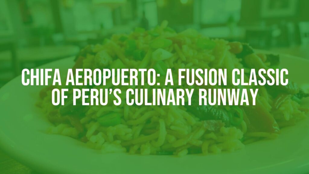 A vibrant plate of Chifa Aeropuerto, Peruvian-Chinese fusion dish, featuring fried rice and noodles mixed with colorful vegetables and meats, garnished with green onions, served in a traditional restaurant setting, warm lighting, realistic.